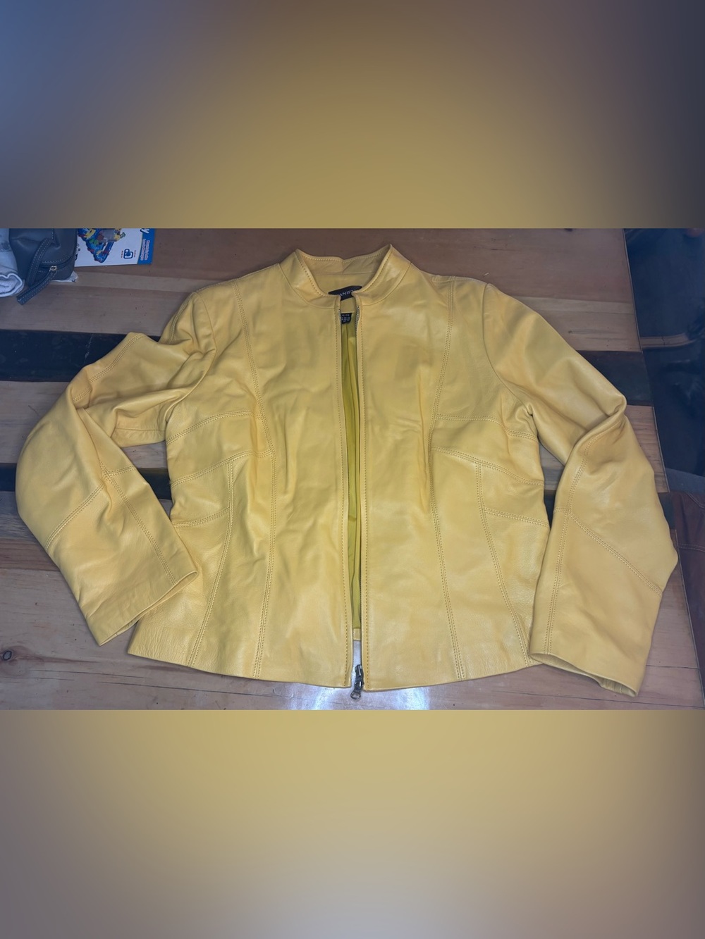 Danier Yellow Leather Zip Jacket